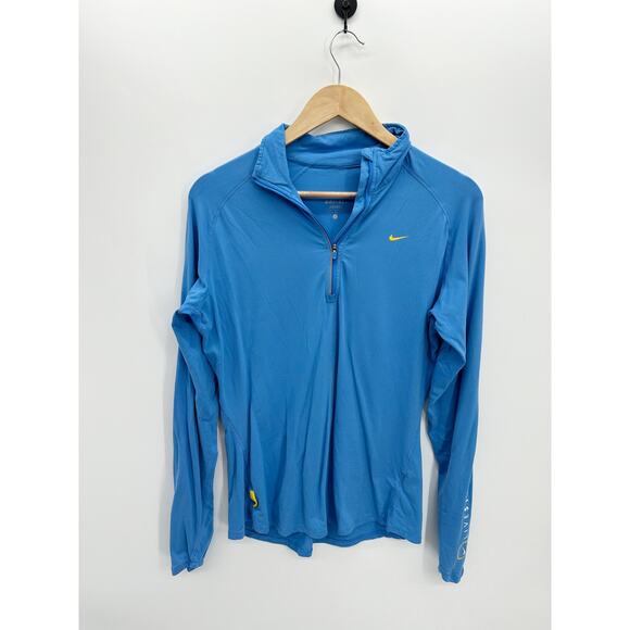 Nike Dri-fit Blue Quarter Zip Pullover Livestrong Women Size Large Running Train - Picture 1 of 8